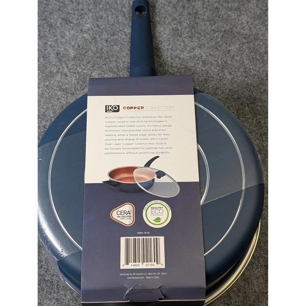 IKO Cook Copper Collection 3.5 Qt Saute Pan Ceramic Nonstick Blue CUN01-28-BL